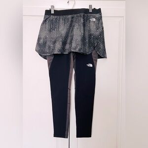 The North Face fleece Leggings Detachable skirt Black Gray Flashdry Women's M